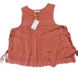 Supre Brown Cowhide Tank NEW $30 Lace Open Tie Sides Women's Size 14 Australian